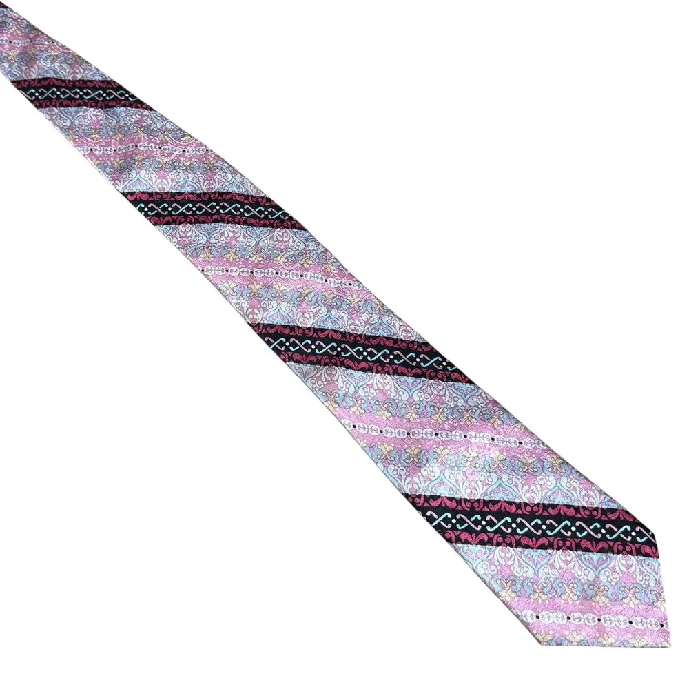 Nicole Miller Collection Silk Tie Men's Pink‎ Patterned L: 60